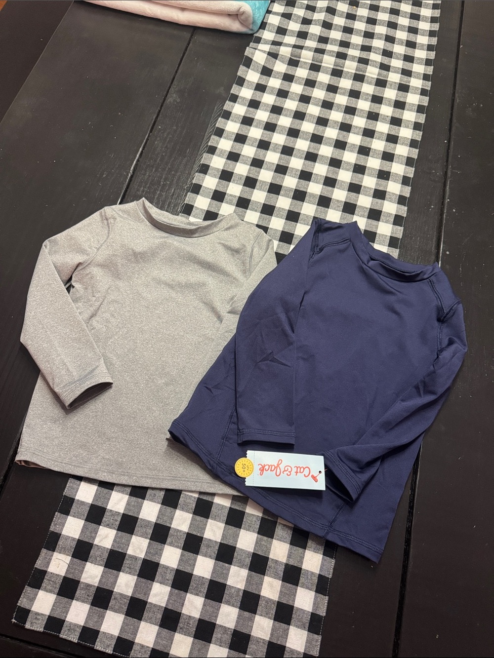 2 Kids Long Sleeve Swim Shirt - Navy / Light Gray